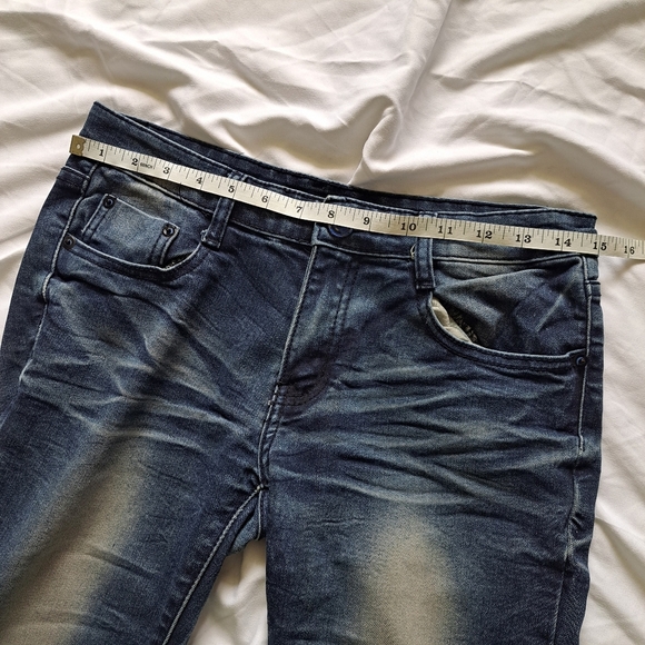 YaZiPai | Dark Blue styled fade with embroidered start women's skinny Jean - Picture 12 of 15